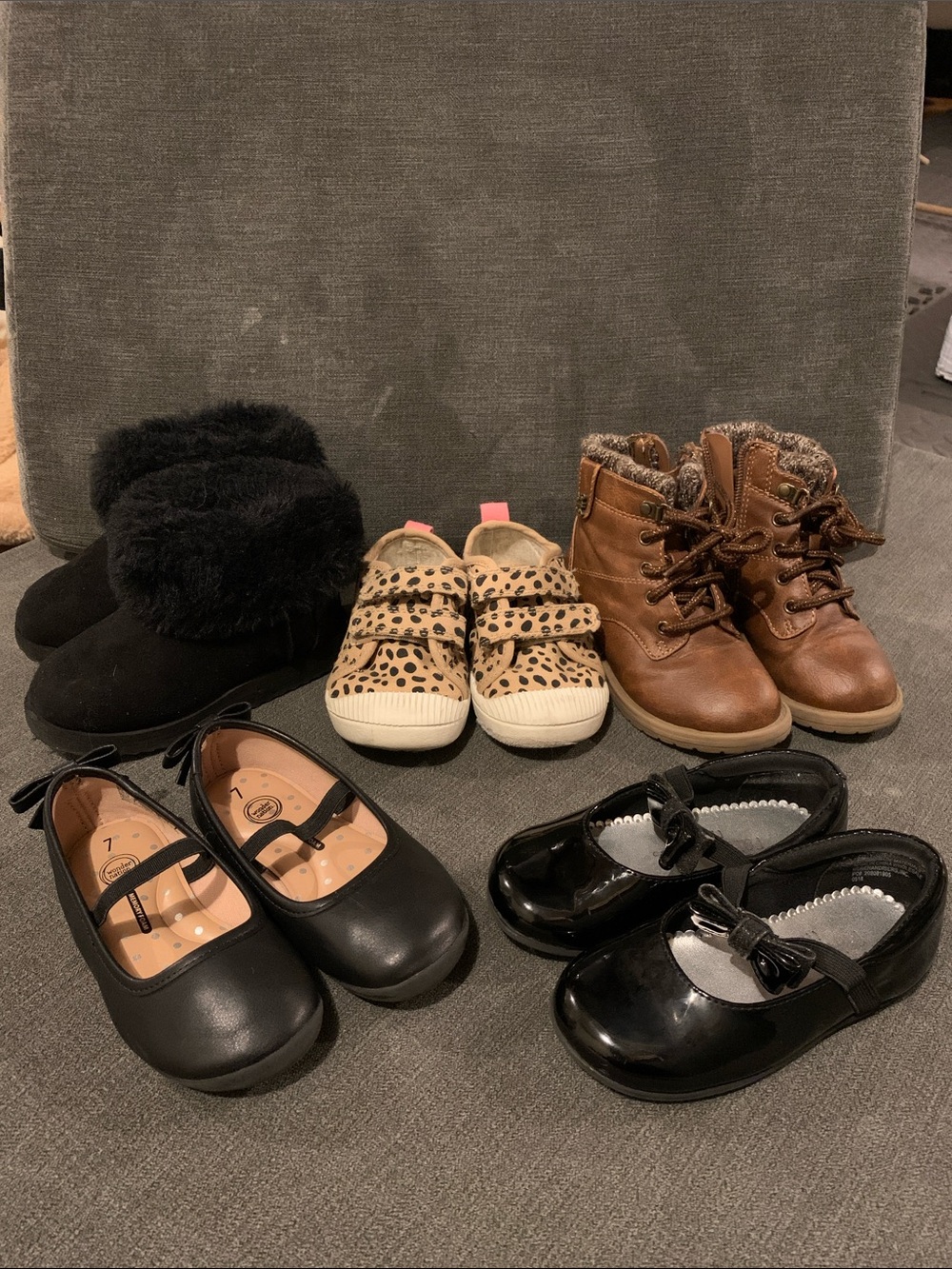 Little Girls Size 7 Shoe Lot Boots Mary Janes Black Brown